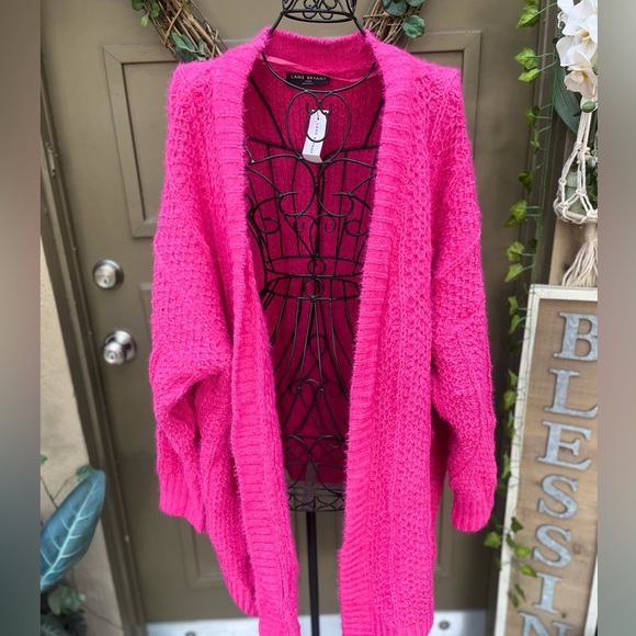 Lane Bryant Pink Cardigan Sweater Plush Open Front Sz 26/28 Women - Picture 5 of 5